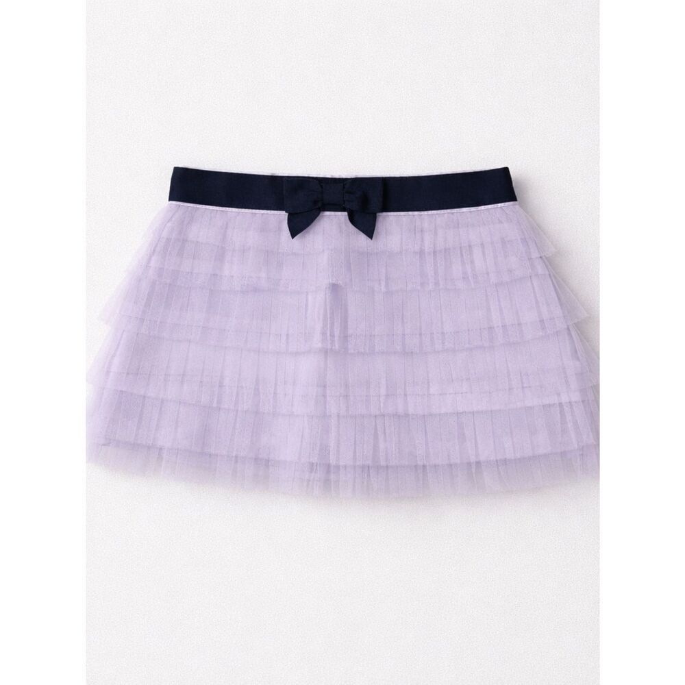 Janie And Jack purple tulle pleated ruffle skirt navy ribbon bow size 2T NWOT